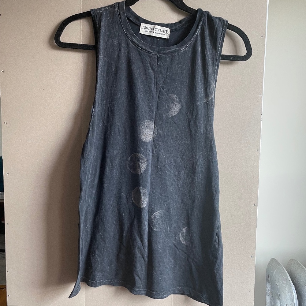 Project Social T Muscle Tank with Moon Graphic